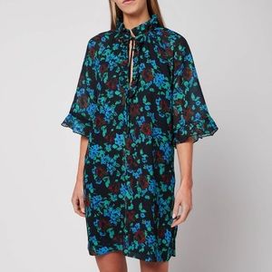 Ganni Black and Blue Floral Dress